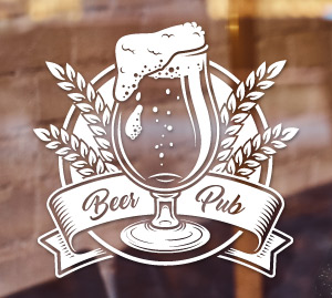 BEER PUB - реклама пива на склі пивбару