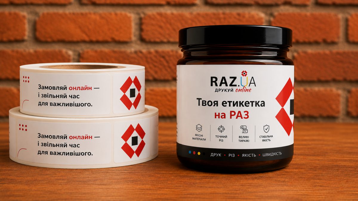 Рулонні етикетки для продукції на друкарській стрічці